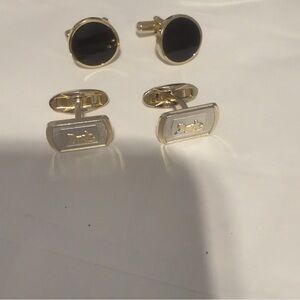 Celine Gold and Silver Horse Carriage Cufflinks and free no brand cufflinks